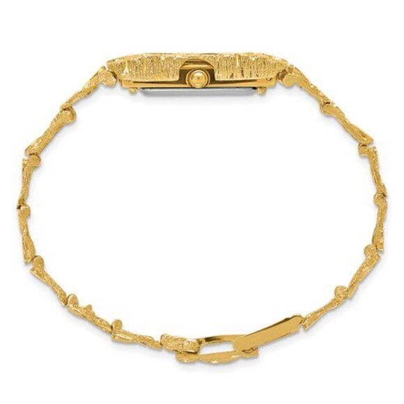 Ladies 14k Gold Nugget Watch with Black Dial - Picture 4 of 4